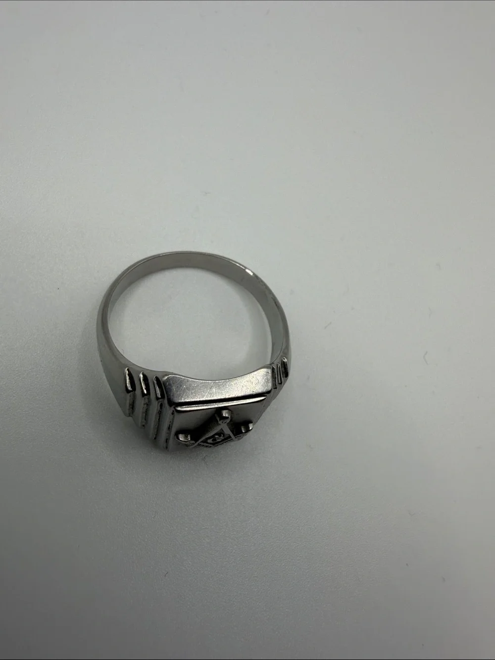 Masonic Stainless Steel Signet Ring - Silver tone size 10 3/4